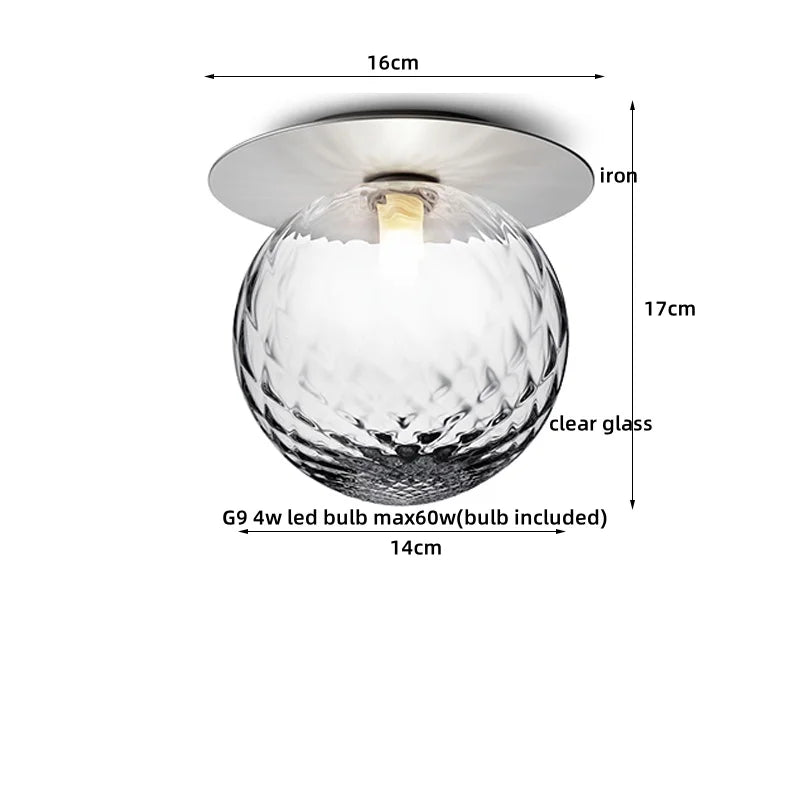 DecorBites™ Iron Glass LED Ceiling Lamp Ball Shape Modern Living Room Light Fixtures