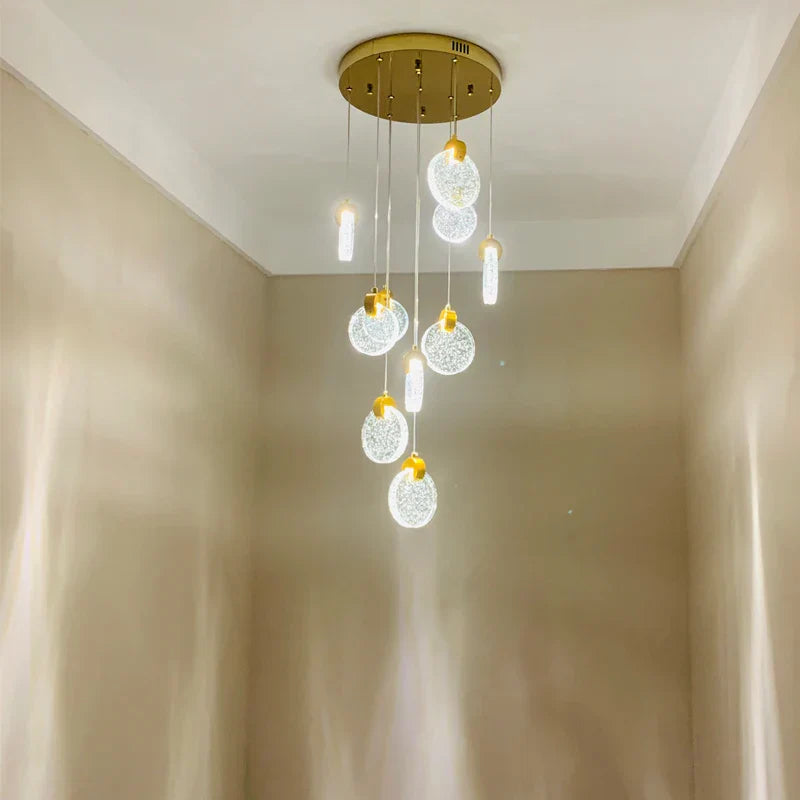 Lámpara de escalera LED de cristal DecorBites™ para sala de estar nórdica, villa y restaurante