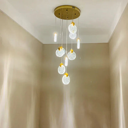 Lámpara de escalera LED de cristal DecorBites™ para sala de estar nórdica, villa y restaurante