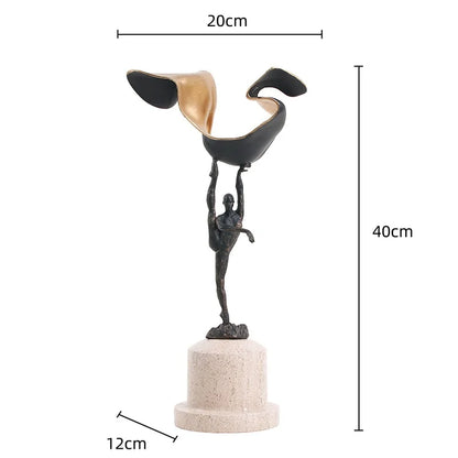 ديكور بايتس™ تمثال لاعبة جمباز مصنوع يدويًا من المعدن، ديكور منزلي، تمثال طاولة، إكسسوار نحت