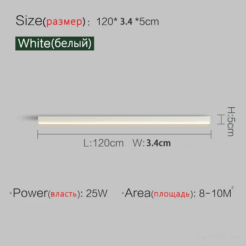 White LED Ceiling Light L150cm Dimmable Remote