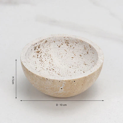 DecorBites™ Beige Travertine Sphere Incense Burner - Natural Marble Stone Religious Ornament