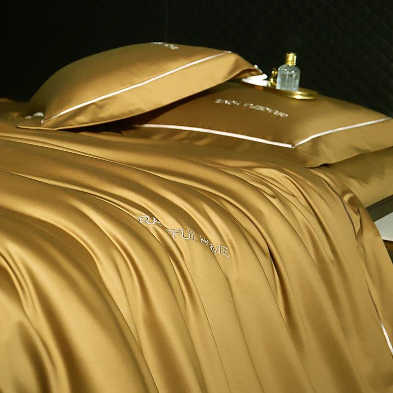 DecorBites™ 1000TC Egyptian Cotton Embroidery Bedding Set with Duvet Cover, Sheet, Pillowcase