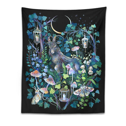 Decobites Moon Moth Garden Tapestry: Trippy Witchcraft Decor for Home, Dorm