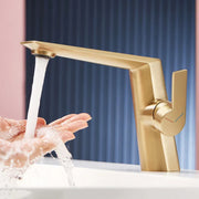 Grifo de Lavabo de un Solo Mango de la Cuenca de Oro Decorbites™ en Oro Cepillado