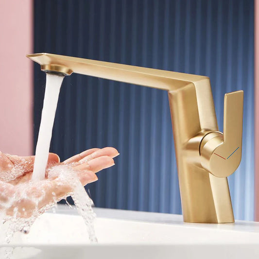 DecorBites™ Gold Basin Faucet Single Handle Bathroom Sink Mixer Tap Brushed Gold