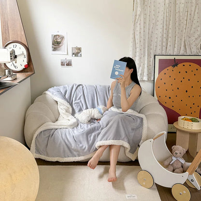 DecorBites™ Lamb Wool Multi-Purpose Blanket: Soft & Warm Sofa Cover, Office Quilt