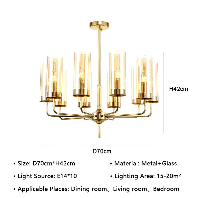 DecorBites™ American Lustre Glass Chandelier LED Pendant Light Fixture