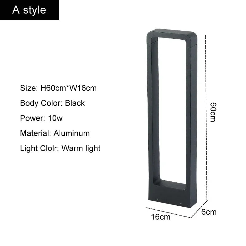 Lámpara de jardín LED DecorBites™: Luz de jardín moderna de aluminio impermeable de 10 W para patios de villas y bolardos.