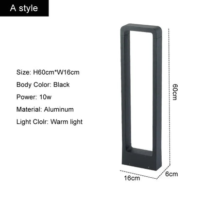 Lámpara de jardín LED DecorBites™: Luz de jardín moderna de aluminio impermeable de 10 W para patios de villas y bolardos.