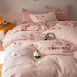 Decobites Embroidered Imitation Cashmere Bedding Set for Queen Bed Warm Winter Cozy Set