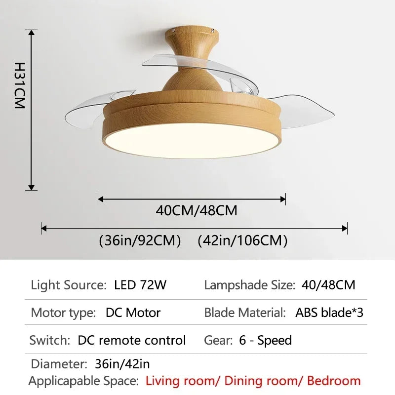 DecorBites™ DC Motor Ceiling Fan Light with Control for Bedroom, Living Room & Restaurant.