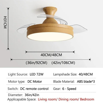 DecorBites™ DC Motor Ceiling Fan Light with Control for Bedroom, Living Room & Restaurant.