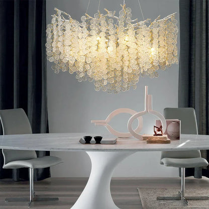 Lámpara de araña DecorBites™ Árbol del Dinero Dorado con Cristal para Dormitorio, Sala de Estar y Comedor. Iluminación de lujo.