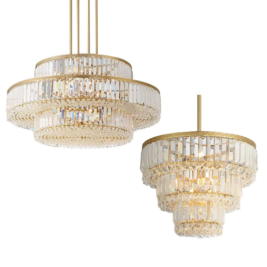 DecorBites™ Gold Crystal LED Multi-layer Pendant Lights for Living Room Bedroom Decoration