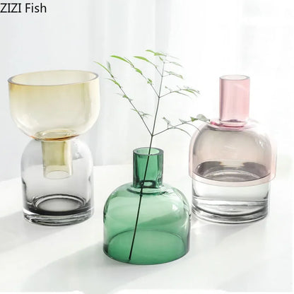 DecorBites™ Glass Vase Hydroponics Flower Pots for Desk Decoration and Floral Arrangement