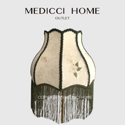 DecorBites™ Japanese Camellia Flower Jacquard Bell Lamp Shade with Tassels