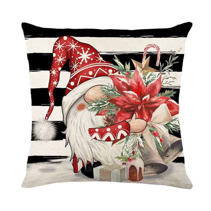 DecorBites™ Christmas Santa Claus Linen Pillowcase - Sofa Cushion Cover, Decorative Living Room Pillow Cover