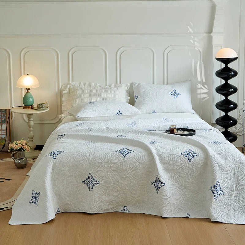 Decobites Cotton Quilted Embroidered Bedspread Set