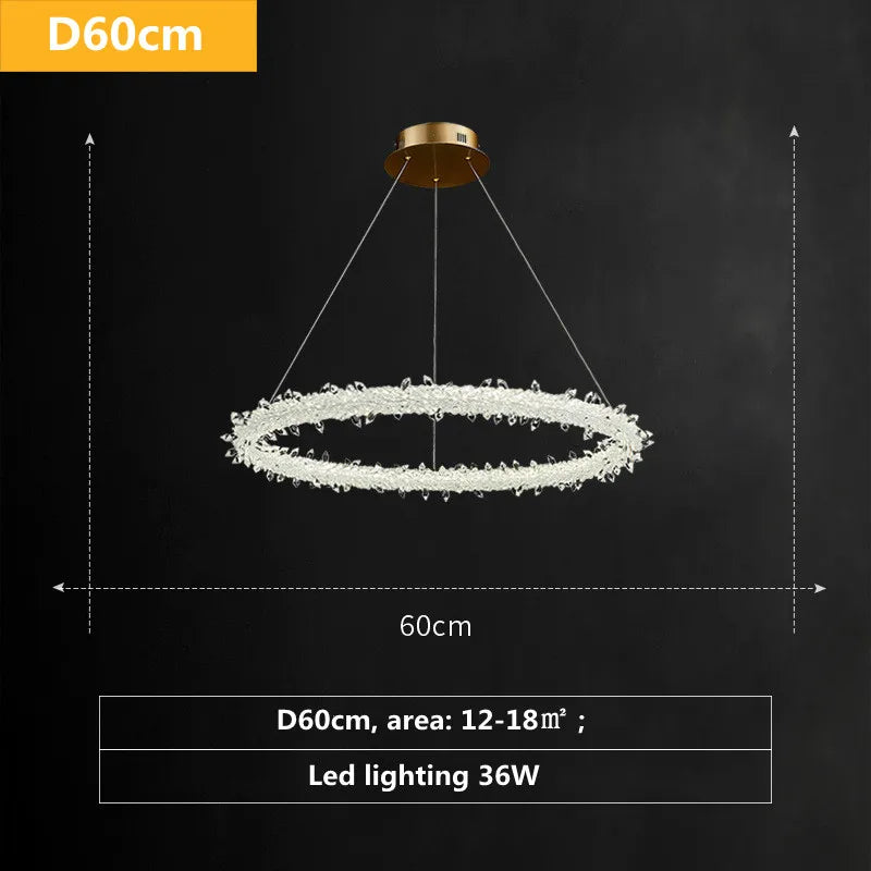 Lámpara colgante LED de círculo de cristal Luxe Decorbites™ - Estilo Art Deco regulable
