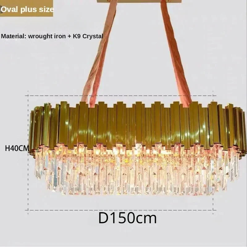 DecorBites™ Crystal Ceiling Chandelier: Luxury Round LED Light for Living Room, Artistic Home Decor