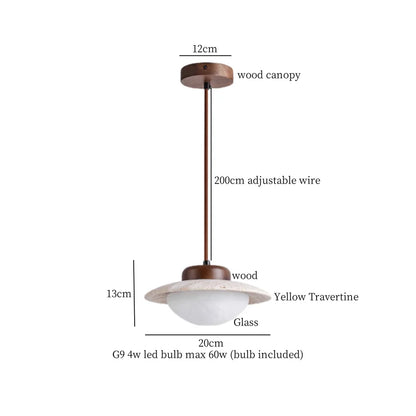 DecorBites™ LED Hanging Lamps Yellow Travertine Pendant Lighting for Bedroom Living Dining Room