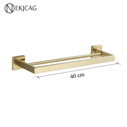 مجموعة حمام ديكوربايتس™ السوداء: حامل مناشف، حامل ورق، قضيب ذهبي، خطاف رداء - إكسسوارات من الفولاذ المقاوم للصدأ