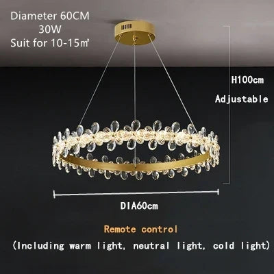 DecorBites™ Crystal LED Chandelier for Luxury Lighting in Living Kitchen Room
