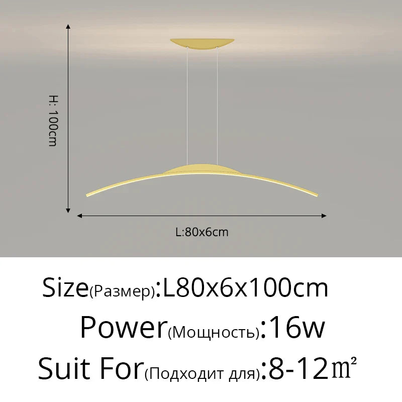 Minimalist LED Pendant Light Gold 150cm Dimmable