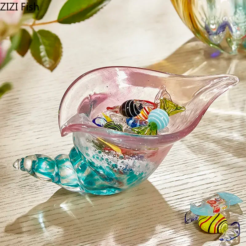 DecorBites™ Conch Candy Jar & Fruit Tray: Creative Transparent Glass Storage Basket