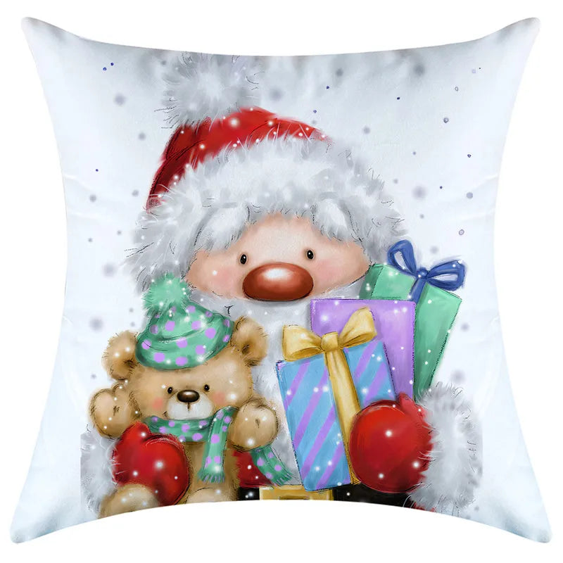 DecorBites™ Christmas Pillowcase Deer Santa Tree Bear Print Cushion Cover