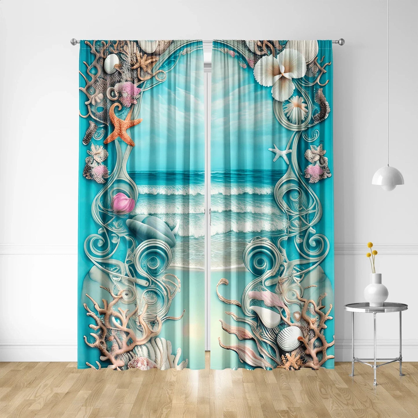 Decobites Ocean Sail & Lighthouse Screen Curtain Set for Kitchen & Coffee Shop