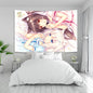 Decobites Nekoparas Wall Tapestry: Kawaii Pink Room Banner for Girls' Dormitory