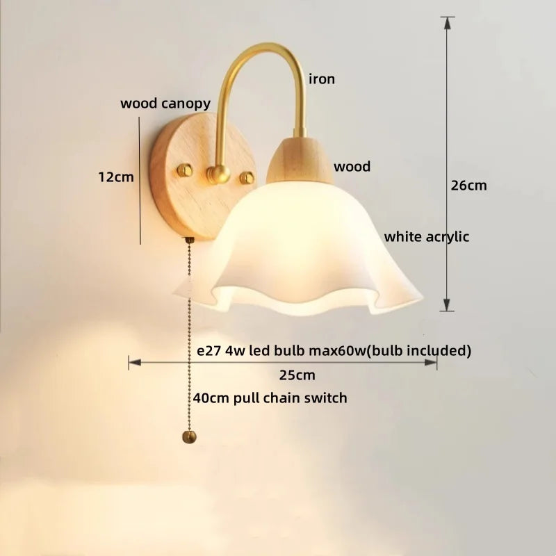 Luces de pared LED de vidrio y madera Decorbites™ Decoración para dormitorio, sala de estar, café, espejo, lámpara de mesita de noche