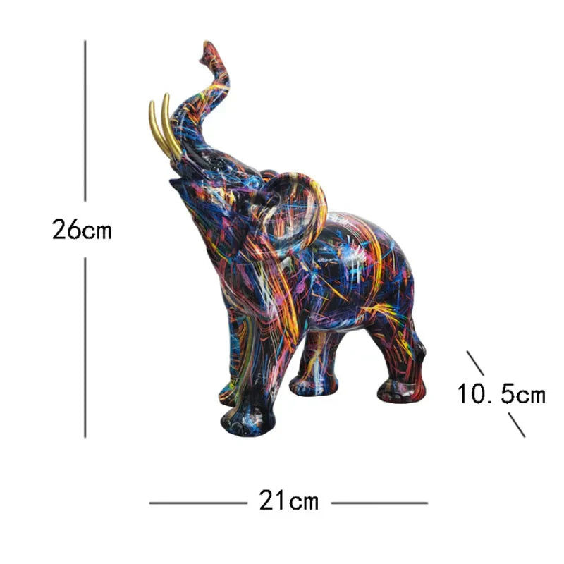 DecorBites™ Elephant Sculpture: Nordic Painting Graffiti Resin Art Figurine & Home Decor Craft