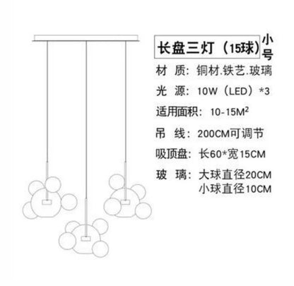 DecorBites™ Glass Chandelier: Nordic-Italian LED Pendant Light for Living & Dining Room