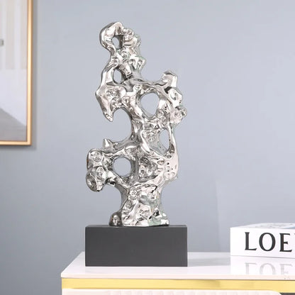 DecorBites™ Gold Hollow Stone Statue Coral Sculpture Home Decor Figurines