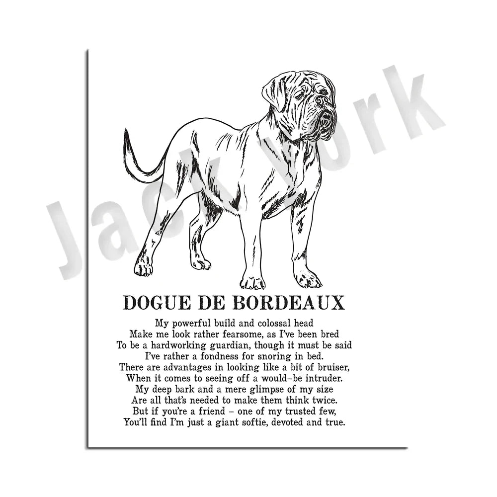 DecorBites™ Dog Breeds Poster: Chinese Crested, Chesapeake Retriever, Brussels Griffon, + More