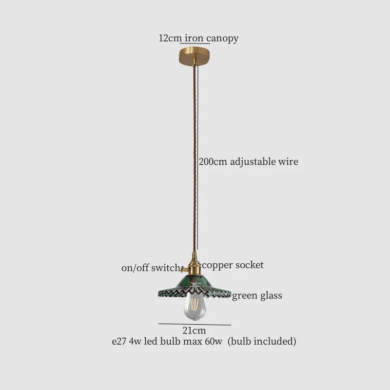 DecorBites™ Green Glass LED Pendant Lights - Nordic Minimalist Style for Bedroom, Living Room