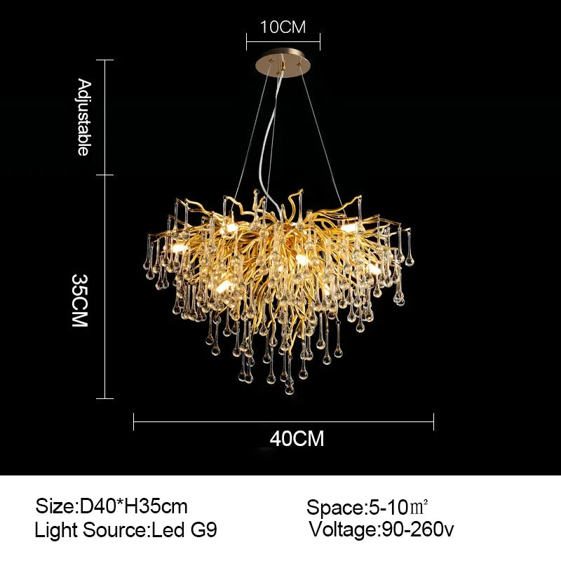 DecorBites™ Gold Crystal Ceiling Chandelier for Elegant Home Lighting