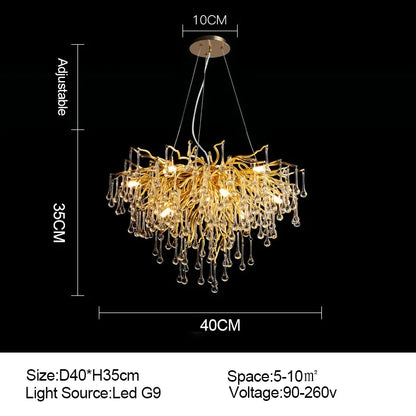 DecorBites™ Gold Crystal Ceiling Chandelier for Elegant Home Lighting