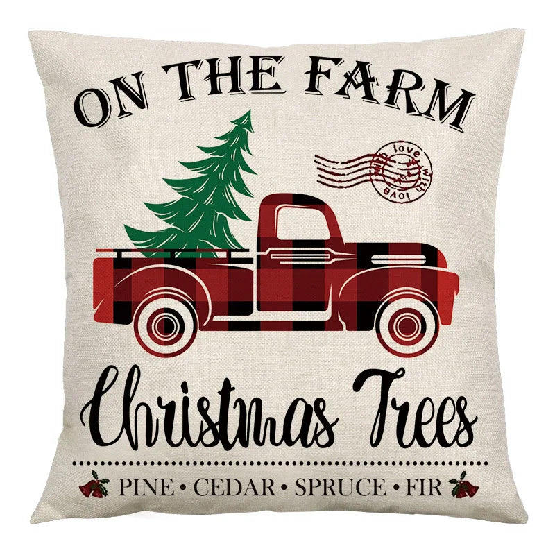 DecorBites™ Christmas Linen Cushion Cover 45x45cm Sofa Home Party Decor