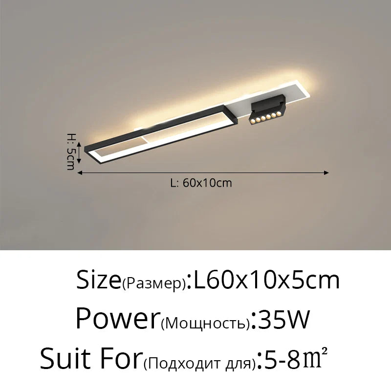 DecorBites™ Acrylic LED Chandelier with Spotlights, Black/Gold, Living Room Bedroom Lighting