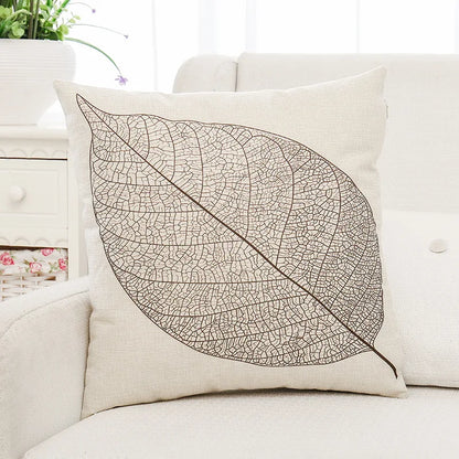 DecorBites™ Green Plant Leaves Flower Linen Cushion Cover - Modern Sofa Throw Pillow Cover