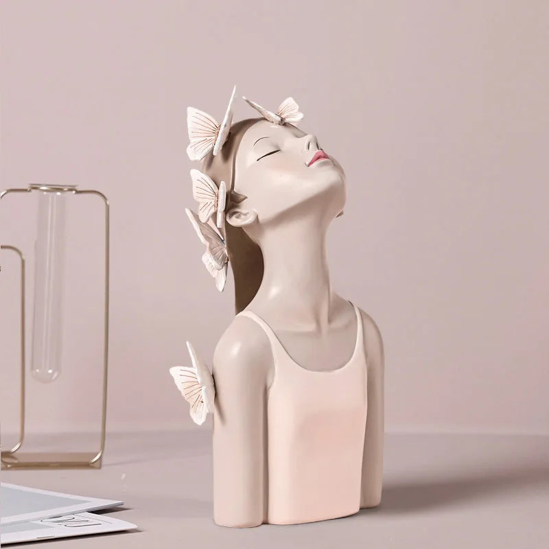 DecorBites™ Butterfly Fairy Resin Figurines with Gold Tray Home Decor Craft