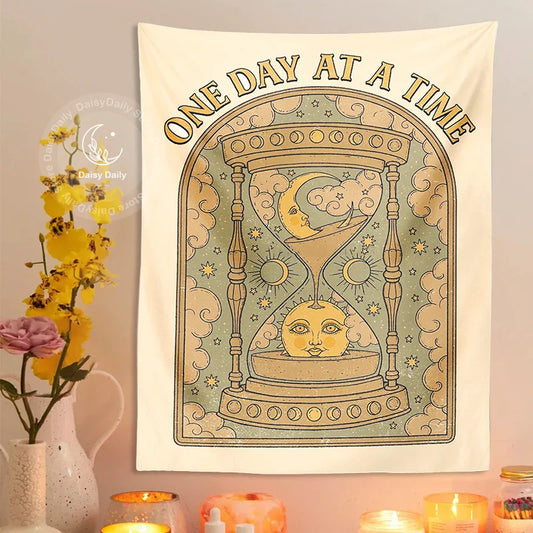 Decobites Sun Moon Hourglass Tapestry Wall Hanging for Mystical Boho Decor