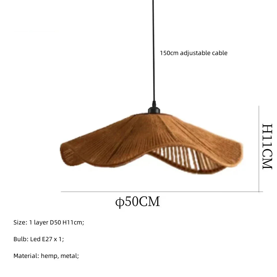DecorBites™ Japanese Hemp Knit Pendant Light E27 LED Lamp - Nordic Wabi Sabi Style