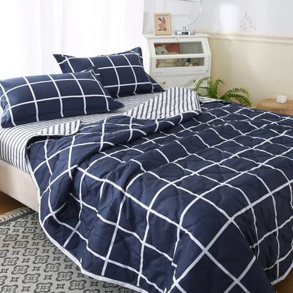 Decobites Quilted Summer Quilt & Pillowcase Set: Soft, Breathable, Washable Double Blanket