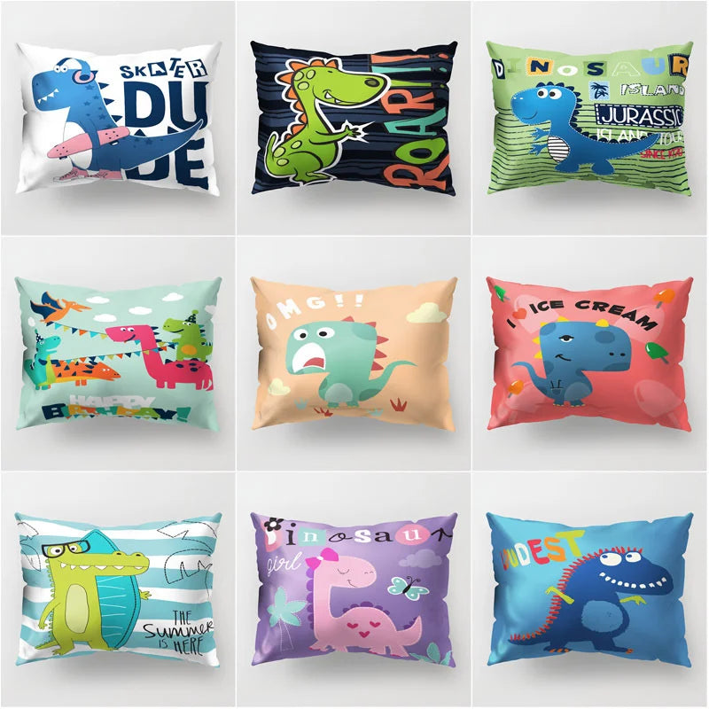 DecorBites™ Cartoon Dinosaur Pillowcase for Home Decor and Kids Bedroom