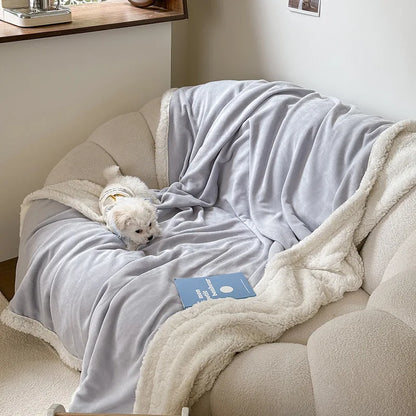 DecorBites™ Lamb Wool Multi-Purpose Blanket: Soft & Warm Sofa Cover, Office Quilt